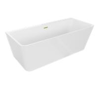 Baignoire murale Mexen Volta 170 x 75 cm blanc trop-plein en laiton