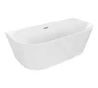Baignoire murale ovale Mexen 160 x 80 cm blanche avec trop-plein chromé