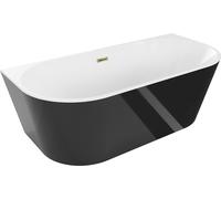 Baignoire murale ovale Mexen 180 x 80 cm blanc/noir avec drain doré