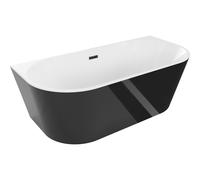 Baignoire murale ovale Mexen 180 x 80 cm, blanc/noir, avec siphon
