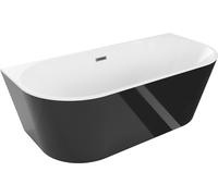 Baignoire murale ovale Mexen 180 x 80 cm blanc/noir avec trop-plein Gun Metal