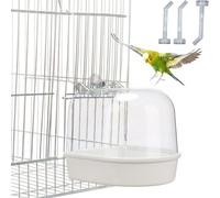 Baignoire Oiseau Cage avec 3 Distributeurs d'eau, Bain Oiseau Extérieur à Suspendre, Boîte de Bain Transparente, Facile à Installer et Nettoyer, Plusieurs Couleurs Disponibles(Transparent)