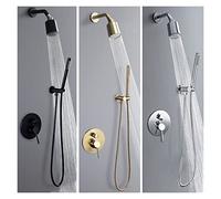 Baignoire Or Brossé Montage Mural Pommeau de Douche à Pluie Système de Robinet de Douche à Main en Laiton Ensemble de Mélangeur de Douche Doré de Salle de Bain de Luxe (Couleur : Valve Only Chrome)