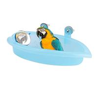 Baignoire Perroquet Cute Pet Bird Baignoire Box Bird Douche Baignoire Accessoires avec Miroir Cage Oiseau Jouet Accessoire Bleu