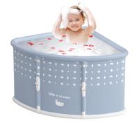 Baignoire Pliable 70x70cm Forme d’Éventail, Grande Baignoire Portable pour Adultes, Baigno ire d’Angle Pliable et Compacte, Baignoir e Portable Facile à Plier et Transporter (Gris)