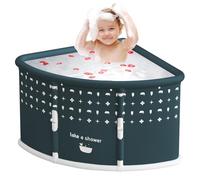Baignoire Pliable 70x70cm Forme d’Éventail, Grande Baignoire Portable pour Adultes, Baigno ire d’Angle Pliable et Compacte, Baignoir e Portable Facile à Plier et Transporter (Vert)