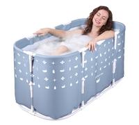 Baignoire Pliable Adulte 115cm, Grand Modèle Autoportant avec Cadre Renforcé, Baignoire Portable pour Bain de Glace & Spa Chaud, Maintien Température 120min, Gain de Place