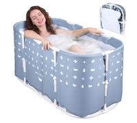 Baignoire Pliable Adulte 120CM, Baignoire Portable Sans Installation avec Cadre en Métal, Baignoires de Douche pour Petite Salle de Bain Baignoires Gonflable pour Bain Froid et Chaud à Domicile Gris