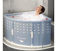 Baignoire Pliable Adulte - Baignoire Triangle Fan Pliable et Mobile, Baignoire Gonflable pour Douche/Sauna/Piscine, Portable pour Bain à Domicile et Voyage (Gris)