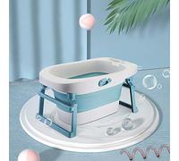 Baignoire Pliable Antidérapant Pour Bébé Avec Hamac de Bain Détachable, Avec Bouchon de Vidange, Baignoire Pliable Bébé ne Prend Pas de Placee(0-36 mois) (Bleu)