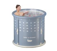 Baignoire pliable, baignoire avec tuyau de drainage, coussin portable facile à ranger en une seule touche for bains chauds/glacés, gris clair