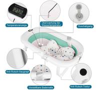Baignoire pliable bébé avec un oreiller de bain-MENGDA-Avec thermomètre à eau, prise pommeau de douche-Antidérapant76×45×18cm