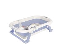Baignoire pliable bébé, baignoire bebe avec coussin de support,Autonome baby bath tub,bebe confort,Equipé d'un thermomètre,Cadeau IdéAl Pour Nouveau-Né Pour Le Voyage Design ExtéRieur (Gris) (bleu)