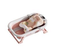 Baignoire pliable bébé, baignoire bebe avec coussin de support,Autonome baby bath tub,bebe confort,Equipé d'un thermomètre,Cadeau IdéAl Pour Nouveau-Né Pour Le Voyage Design ExtéRieur (Gris) (Rose)