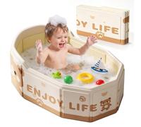 Baignoire Pliable Bébé - Baignoire Twistshake avec Dossier Haut, Adaptée aux Enfants de 0 à 8 ans Baignoire Bebe, Piscine Extérieure Portable avec Bouchon de Vidange (Petit Ours)