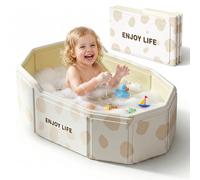 Baignoire Pliable Bébé - Baignoire Twistshake avec Dossier Haut, Adaptée aux Enfants de 0 à 8 ans Baignoire Bebe, Piscine Extérieure Portable avec Bouchon de Vidange (Beige)
