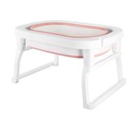 Baignoire Pliable Bébé, Bassin de Douche Portable Antidérapant, Confortable et Sécurisée, Adaptée de la Naissance jusqu'à 3 Ans-Apportez un tabouret-72 * 51 * 42 cm-rose