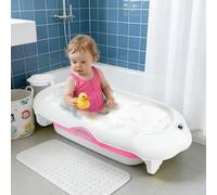 Baignoire Pliable Bébé, Bebe Baignoire et Coussin, La Baignoire Enfant Convient aux Nouveau Nés, pour Les Cadeaux de Naissance des Tout-nés, (Style 4) 97 x 52 x 24 cm - Rose