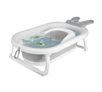 Baignoire Pliable Bébé, Bebe Baignoire et Coussin, La Baignoire Enfant Convient aux Nouveau Nés, pour Les Cadeaux de Naissance des Tout-nés, (Lapin) 43 x 18 x 86 cm - Gris