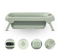 Baignoire Pliable Bébé Maxi-Cosi Indigo, 0-4 Ans, Baignoire Enfant Spacieuse, Thermomètre HighSense Intégré, Antidérapante, Crochet de Suspension Rétractable, Pliage à Plat, Sage Green