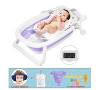 Baignoire pliable bébé pliante évolutive SINBIDE® avec Thermomètre violet 73x44x24cm