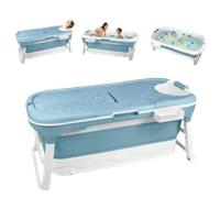 Baignoire pliable pour adultes - Baignoire pliable portable - Douche et balcon - Convient aux petites salles de bain 118*60*53cm Bleu