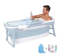Baignoire Pliable pour Adultes et Enfants - HelloBath® - L, 143x60x58 cm - Portable - en Polypropylène (Couleur - Bleu Océan)