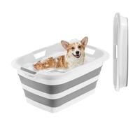 Baignoire Pliable pour Animaux de Compagnie -VEVOR-34 L-Baignoire Portable pour Petits Chiens et Chats-Gris et Blanc