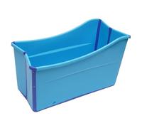 Baignoire pliable, pour bébé, adulte, 98 x 50 x 56 cm, bleue, avec coussin d'assise, tuyau de vidange
