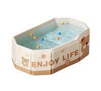 Baignoire pliable pour bébé avec siège et protection antidérapante, baignoire portable pour enfant, de la naissance à 3 ans, cadeaux d'anniversaire pour filles et garçons (marron)