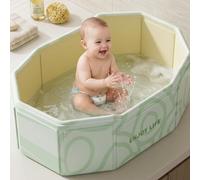 Baignoire pliable pour bébé, baignoire portable pour enfants avec conception ergonomique et vidange facile, pliable pour bébé pour nouveau-né à tout-petit, verte, portable pour en