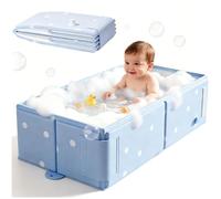 Baignoire pliable pour bébé, grande baignoire pour nourrissons et tout-petits de 0 à 36 mois, baignoire de voyage pliable portable avec fond antidérapant et bouchon de vidange, peu encombrant pour les
