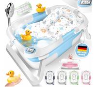 Baignoire pliable pour bébé - KIDIZ - Thermostat intégré - Coussin de bain moelleux - Support antidérapant