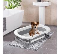 Baignoire pliable pour bébés, avec thermomètre en silicone et coussin LCD. ✅✅ Baignoire avec thermomètre - Gris élégant ✅✅L'alliance parfaite du confort et du style pour le bain de votre animal de com