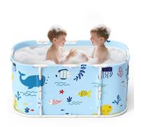 Baignoire pliable, pour douche, motif de poisson océan, sur pied, pour bain chaud et bain polaire, portable, pour adultes, pliable, style océan
