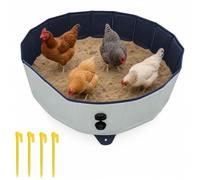Baignoire pliable pour poulailler - 80 × 20 cm - Avec 4 piquets d'ancrage - Pour poulailler, chaux et sable - Accessoires pour poulailler