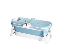 Baignoire Pliable XXL, Idéale pour Salle de Bain, Douche et Balcon, avec Housse et Rouleaux de Massage, Panier à Savon, Baignoire Portable en Plastique Épais -118 x 60 x 53 cm- Bleu