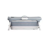 Baignoire Pliable XXL, Idéale pour Salle de Bain, Douche et Balcon, avec Housse et Rouleaux de Massage, Panier à Savon, Baignoire Portable en Plastique Épais -118 x 60 x 53 cm- Gris