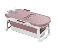 Baignoire Pliante, Baignoire Portable Pour Adulte, Baignoire épaisse En Plastique, Baignoire à Vapeur Avec Couvercle, Baignoire De Trempage Familiale Pour Adultes Et Enfants, 136 X 62 X 52(Color:Rose)