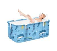 Baignoire Pliante pour Adulte 132x68x47cm, Seau de Bain À Vapeur de Sauna, Douche et Bain de Glace Chaud, Portable Non Gonflable (Vert)