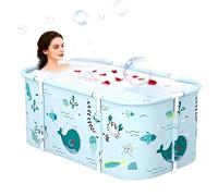 Baignoire Pliante pour Douche, Baignoire Portable Pliable pour Adultes avec Coussin et Dossier, Chaude et Froide, Idéal pour Spa à Domicile et Douche,120 x 55 x 50 cm (Bleu ciel)