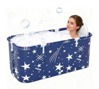 Baignoire Pliante pour Douche, Baignoire Portable Pliable pour Adultes avec Coussin et Dossier, Chaude et Froide, Idéal pour Spa à Domicile et Douche,120 x 55 x 50 cm (Bleu)