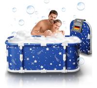 Baignoire portable, baignoire pliable de 120 cm sans installation, baignoire épaisse à 7 couches avec support en métal, baignoire de trempage pliable (Étoile magique G1)