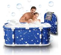 Baignoire portable, baignoire pliable de 120 cm sans installation, baignoire épaisse à 7 couches avec support en métal, baignoire de trempage pliable (Étoile magique MP1)