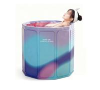 Baignoire portable pliable pour adultes, installation facile avec siphon et coussin de siège, utilisation en intérieur et en extérieur, design peu encombrant