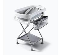 Baignoire pour bébé avec cadre de 80 cm - Baignoire pliable avec support - Sans danger pour les nouveau-nés (gris avec plateau de baignoire)