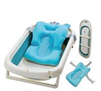 Baignoire pour bébé avec support de bain, 81 x 40 x 24 cm, baignoire ergonomique pour bébé avec support de bain pliable, baignoire pliable avec antidérapant, baignoire pliable pour nouveau-nés, gris