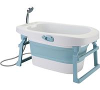 Baignoire pour bébé Baignoire pliable avec thermomètre Nouveau-né 85.3x55.5x43.7cm Bleu