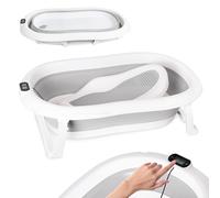 Baignoire pour bébé Baignoire pliable pour bébé - Gris Baignoire pour bébé avec thermomètre et siège de bain - 80 cm Baignoire pour bébé pour enfants 0-36 mois - Baignoire pour enfant Portable