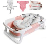 Baignoire pour bébé, baignoire pour nouveau-né avec oreiller et thermomètre, baignoire de voyage pliable et portable pour bébés de 0 à 24 mois [Conception pliable et gain de place] En trois étapes sim